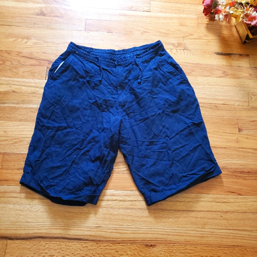 MEN’S TRUST SHORTS SIZE 32-34 Navy Blue Linen Blend Cargo Pocketed Breathable